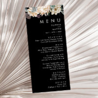Floral blanc | Menu du dîner Mariage noir