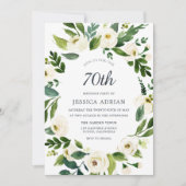 Floral blanc moderne 70e anniversaire Invitation d (Devant)