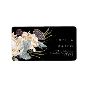 Floral blanc Noir Mariage Étiquette de adresse R