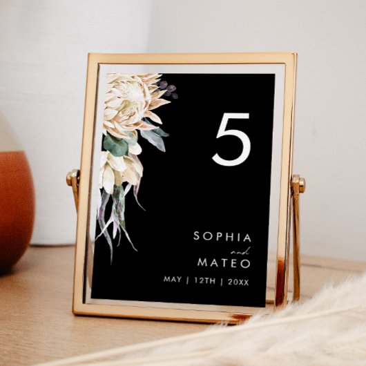 Floral blanc | Numéro de table noire