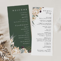 Floral blanc | Programme de mariage vert foncé