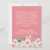 Floral blanc rose mariage Faire-part (Dos)