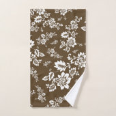Floral blanc sur Arrière - plan Brown de Choco (Serviette à main)
