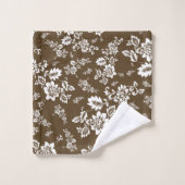 Floral blanc sur Arrière - plan Brown de Choco (Gant de toilette)