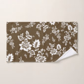 Floral blanc sur Arrière - plan Brown de Choco (Serviette à main)