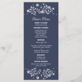 Floral blanc sur le menu Mariage bleu (Devant)