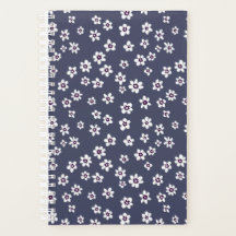 Floral blanc sur planneur bleu denim