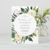 Floral blanc & verdure 2 Faire-part de mariage (Debout devant)