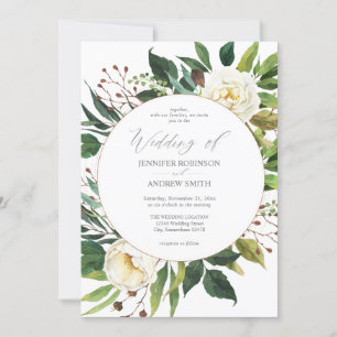 Floral blanc & verdure 2 Faire-part de mariage