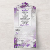 Floral blanc violet tout en un mariage Invitation (À l'intérieur)