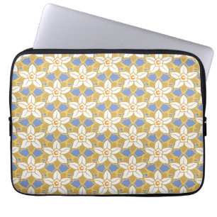  Floral blauw en geel Jonquil patroon Laptop Sleeve
