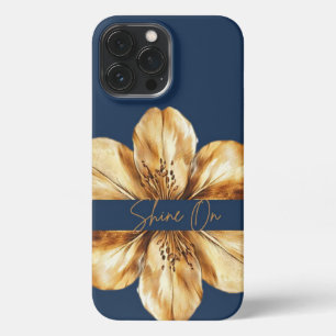 Floral blauw en goud iPhone 13 Hoesje iPhone 13 Pro Max Hoesje