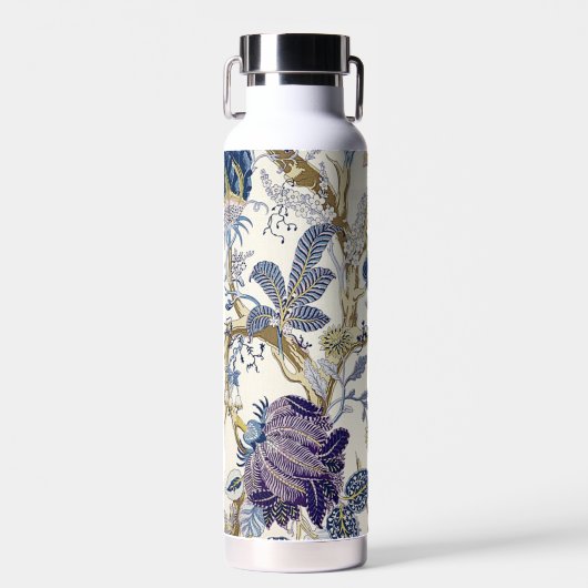 Floral Blauw Wit Water Fles (Voorkant)