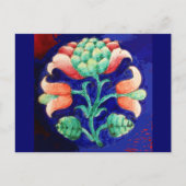 FLORAL, blauwe roze groen Briefkaart (Voorkant)