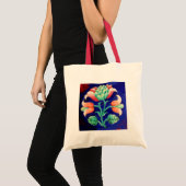FLORAL, blauwe roze groen Tote Bag (Voorkant (product))