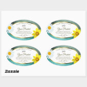 Floral Blauwgroen Blue Glitter White Product Label (Vel)
