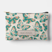 Floral Blauwgroen Butterfly Pattern, gepersonalis Etui (Voorkant)