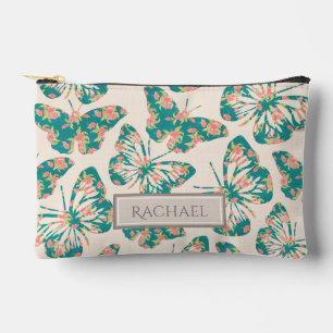 Floral Blauwgroen Butterfly Pattern, gepersonalis Etui