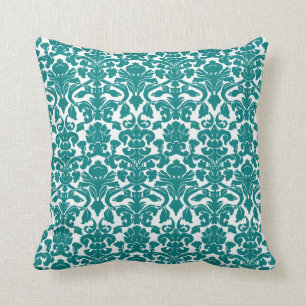 Floral Blauwgroen Damask Pillow Kussen