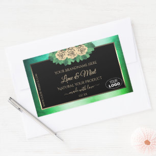 Floral Blauwgroen Groene Zwarte Etiketten van het