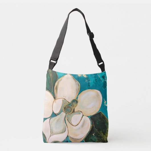 Floral Blauwgroen Magnolia Cross-body Tas (Voorkant)