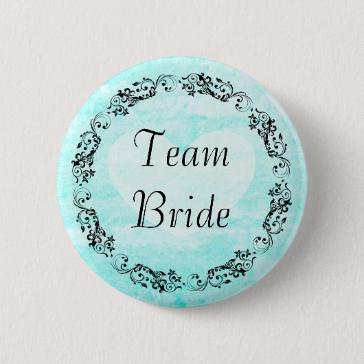 Floral Blauwgroen Team Bride Button (Voorkant)