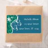 Floral bleu Avery Étiquette (En situation)