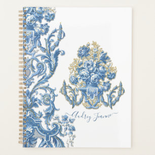 Floral Bleu Blanc Élégant Anglais Country Cottage