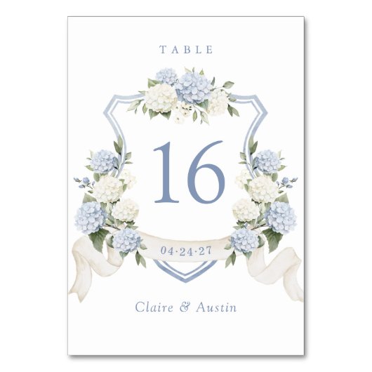 Floral Bleu Blanc Hydrangée Crête Numéro de table (Par défaut)