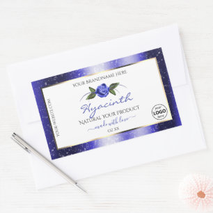 Floral Bleu Blanc Produit Étiquette Parties scinti