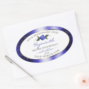Floral Bleu Blanc Produit Étiquettes Étoiles brill
