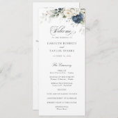 Floral Bleu Blanc Vert Vert Programme de Mariage O (Devant / Derrière)