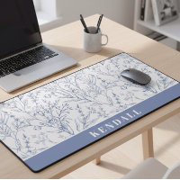Floral bleu clair et bleu clair et blanc