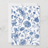 Floral bleu Enregistrer la date Faire-part de mari (Dos)