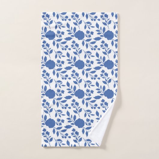 Floral bleu et blanc (Serviette à main)