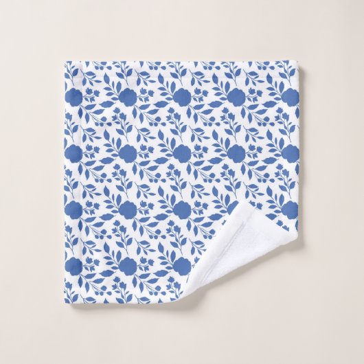 Floral bleu et blanc (Gant de toilette)