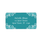 Floral bleu et blanc Avery Étiquette (Devant)