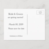 Floral bleu et blanc Enregistrer la date Carte pos (Dos)