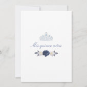 Floral bleu et blanc | Invitations de Quinceanera (Dos)