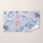 Floral Bleu Et Rose Marine (Serviette à main)