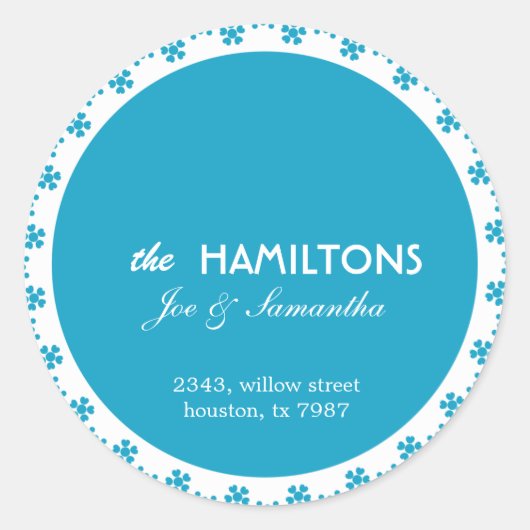 Floral bleu - étiquette de adresse (Devant)
