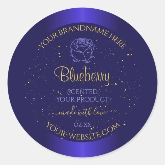 Floral Bleu Étiquettes de Parties scintillant or d (Devant)