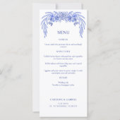 Floral Bleu Français Menu Mariage (Devant)