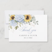 Floral bleu Hydrangea tournesol Mariage Merci (Devant)