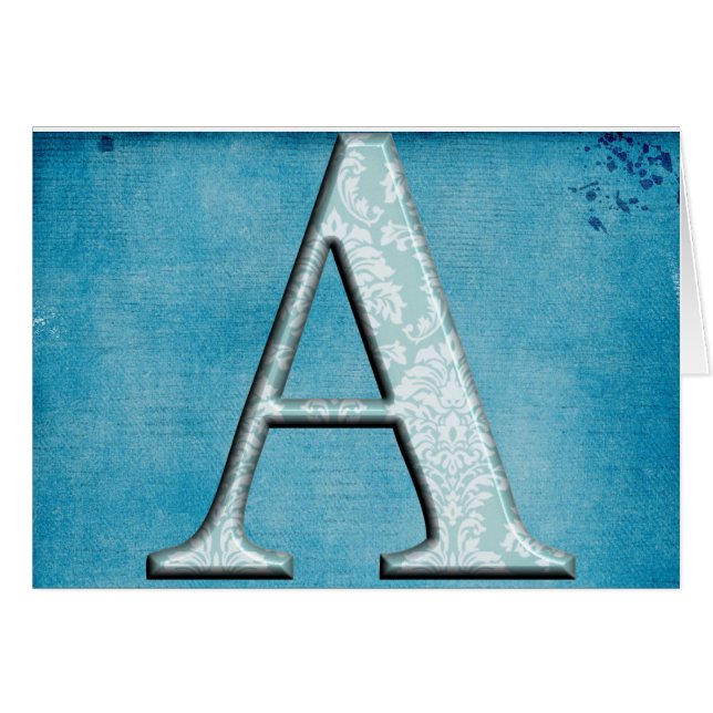 Floral bleu Imprimer Un monogramme initiales Cadea (Devant horizontal)