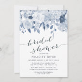 Floral bleu mi-été | Invitation de douche nuptiale (Devant)