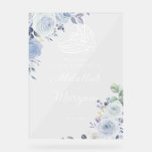 Floral bleu moderne musulman Mariage islamique Bie (Recto)