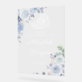 Floral bleu moderne musulman Mariage islamique Bie (Angle)