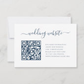 Floral bleu moderne QR Code Mariage Réponse (Dos)