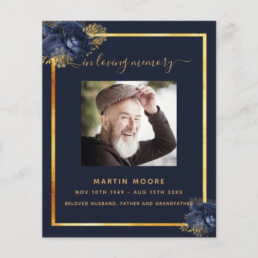 Floral bleu or photo programme funéraire (Devant)